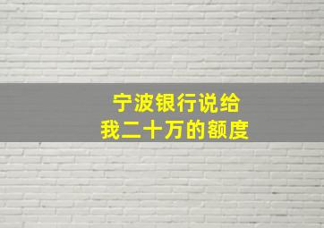 宁波银行说给我二十万的额度