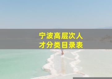 宁波高层次人才分类目录表