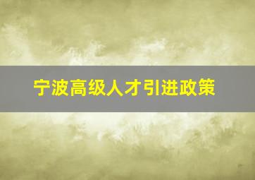 宁波高级人才引进政策