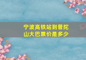 宁波高铁站到普陀山大巴票价是多少