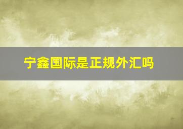 宁鑫国际是正规外汇吗