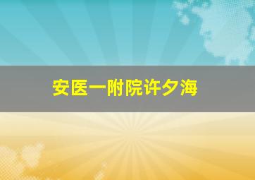 安医一附院许夕海