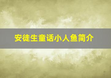 安徒生童话小人鱼简介