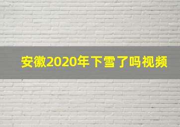 安徽2020年下雪了吗视频