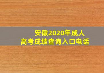 安徽2020年成人高考成绩查询入口电话