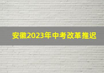 安徽2023年中考改革推迟