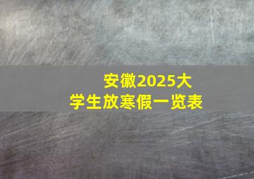 安徽2025大学生放寒假一览表