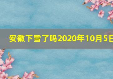 安徽下雪了吗2020年10月5日