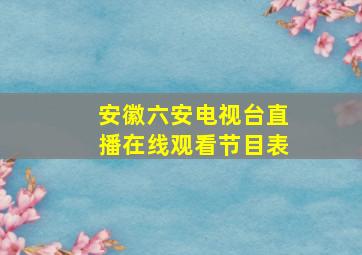 安徽六安电视台直播在线观看节目表