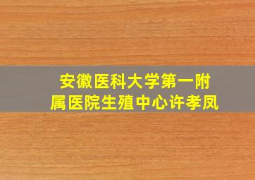 安徽医科大学第一附属医院生殖中心许孝凤