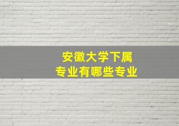 安徽大学下属专业有哪些专业