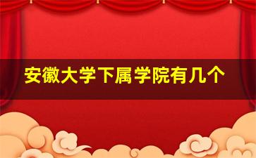 安徽大学下属学院有几个