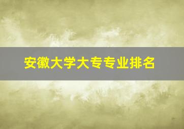 安徽大学大专专业排名