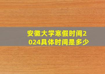 安徽大学寒假时间2024具体时间是多少