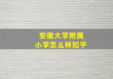 安徽大学附属小学怎么样知乎