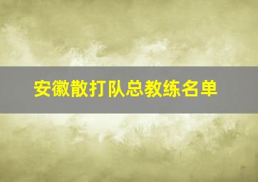 安徽散打队总教练名单