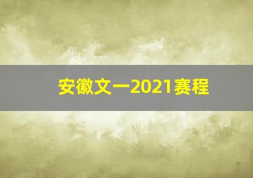 安徽文一2021赛程