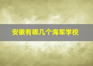 安徽有哪几个海军学校