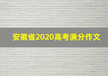 安徽省2020高考满分作文