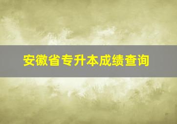 安徽省专升本成绩查询