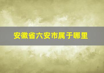 安徽省六安市属于哪里