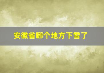 安徽省哪个地方下雪了