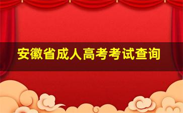 安徽省成人高考考试查询