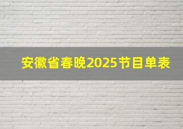 安徽省春晚2025节目单表