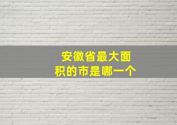 安徽省最大面积的市是哪一个