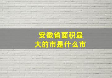 安徽省面积最大的市是什么市