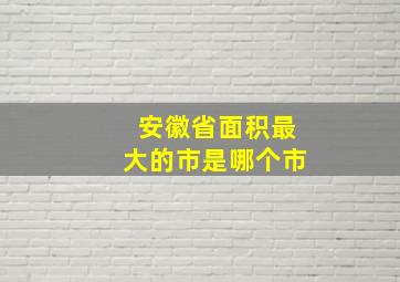 安徽省面积最大的市是哪个市