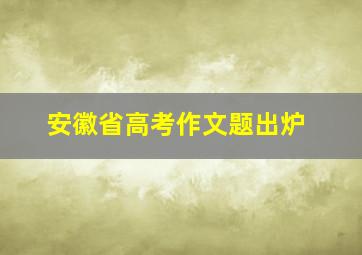 安徽省高考作文题出炉