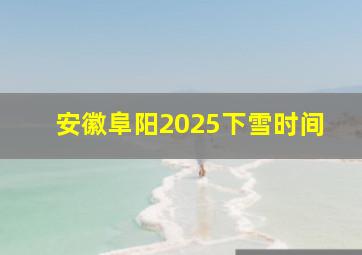 安徽阜阳2025下雪时间