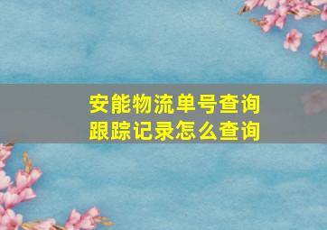 安能物流单号查询跟踪记录怎么查询