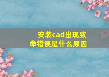 安装cad出现致命错误是什么原因