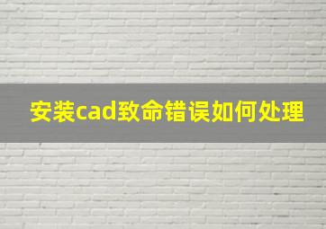 安装cad致命错误如何处理