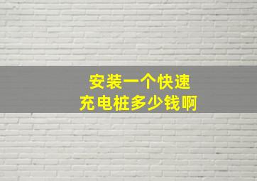 安装一个快速充电桩多少钱啊