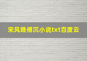 宋风晚傅沉小说txt百度云