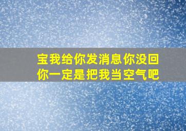 宝我给你发消息你没回你一定是把我当空气吧