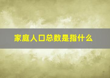 家庭人口总数是指什么