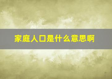 家庭人口是什么意思啊