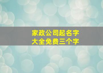 家政公司起名字大全免费三个字