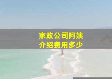 家政公司阿姨介绍费用多少