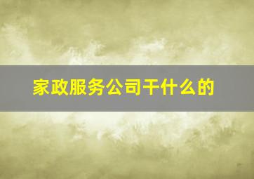 家政服务公司干什么的