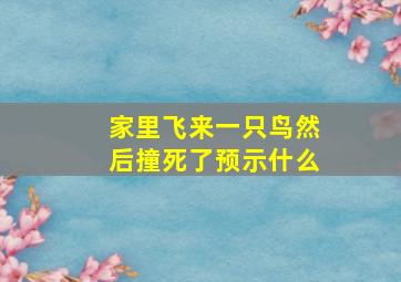 家里飞来一只鸟然后撞死了预示什么