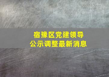 宿豫区党建领导公示调整最新消息