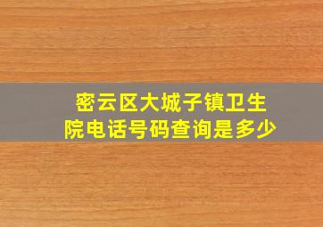 密云区大城子镇卫生院电话号码查询是多少