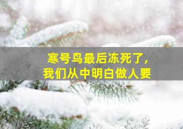 寒号鸟最后冻死了,我们从中明白做人要