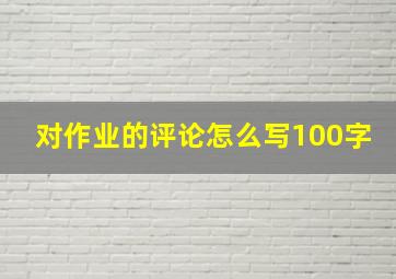 对作业的评论怎么写100字