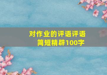 对作业的评语评语简短精辟100字